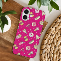 Cute Junk Food Pattern op Roze |