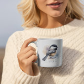 Cute Just Birding Black Casquette Chickadee Mug