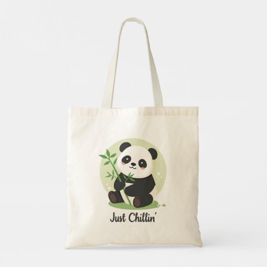 Cute "Just Chillin'" Panda Bear Tote Bag (Achterkant)