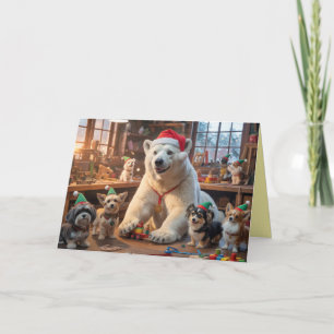 Cute kaart van de werkplaats van Kerstman met ijsb