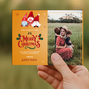 Cute Kabouterfamilie Foto Kerst Magnetische Kaart