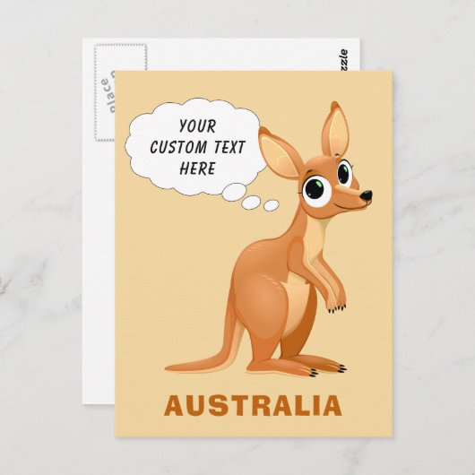 Cute Kangaroo aangepaste tekst briefkaart (Voorkant / Achterkant)