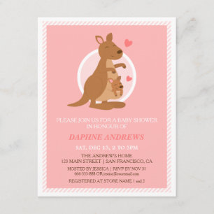 Cute Kangaroo Baby shower Party Invitations Kaart