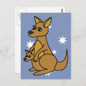 Cute Kangaroo en Joey Briefkaart (Voorkant / Achterkant)