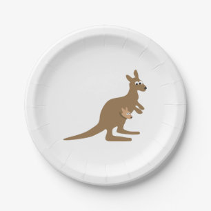 Cute Kangaroo en Joey Papieren Bordje