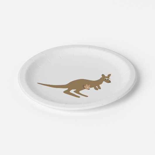 Cute Kangaroo en Joey Papieren Bordje (Gekanteld)