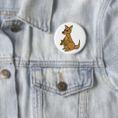 Cute Kangaroo en Joey Ronde Button 5,7 Cm (In situ)