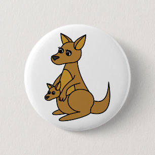 Cute Kangaroo en Joey Ronde Button 5,7 Cm