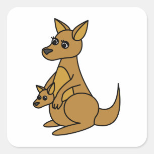 Cute Kangaroo en Joey Vierkante Sticker