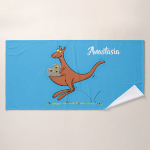Cute kangaroo en koalas cartoon bad handdoek