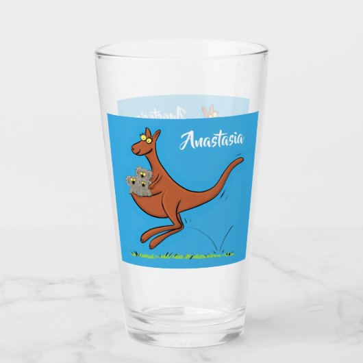 Cute kangaroo en koalas cartoon glas (Voorkant)