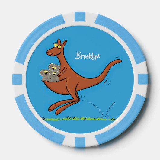 Cute kangaroo en koalas cartoon poker chips (Voorkant)