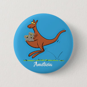 Cute kangaroo en koalas cartoon ronde button 5,7 cm