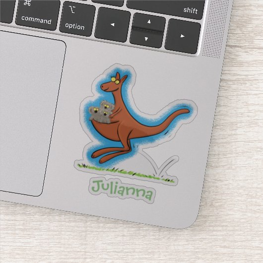Cute kangaroo en koalas cartoon sticker (Detail)