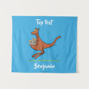 Cute kangaroo en koalas cartoon wandkleed