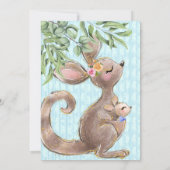 Cute Kangaroo et Joey Blue Baby shower Invitation (Dos)