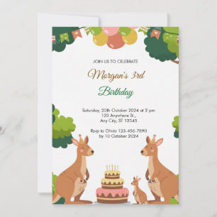 Cute Kangaroo fête Anniversaire Invitation