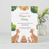 Cute Kangaroo fête Anniversaire Invitation (Debout devant)