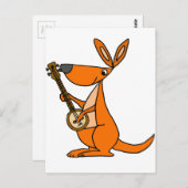 Cute Kangaroo Palling Banjo Cartoon Briefkaart (Voorkant / Achterkant)