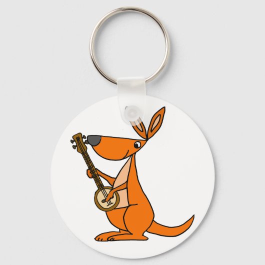 Cute Kangaroo Palling Banjo Cartoon Sleutelhanger (Voorkant)