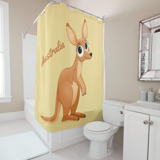 Cute Kangaroo rideau de douche texte personnalisé (En situation)