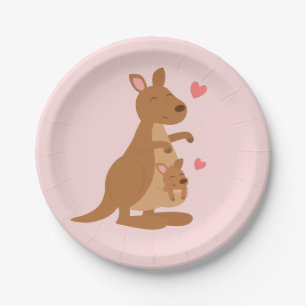 Cute kangoeroe baby shower feestborden papieren bordje