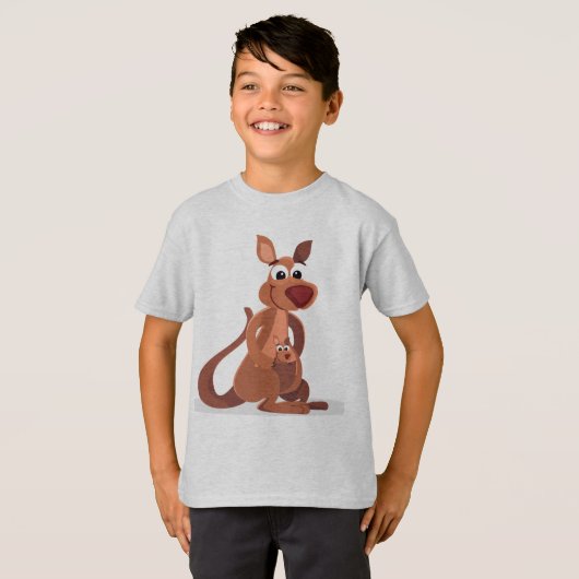 Cute Kangourou animé avec T-shirt bébé (Devant entier)