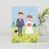 Cute karakter bruiloft-uitnodiging kaart (Staand voorkant)