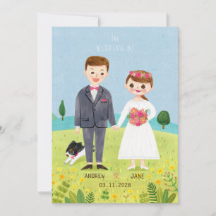 Cute karakter bruiloft-uitnodiging kaart