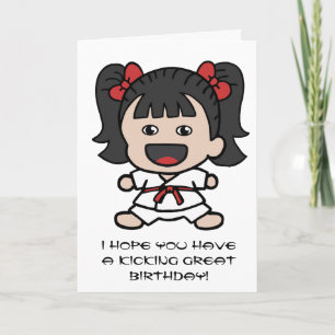 Cute Karate Birthday Card for Girls Kaart