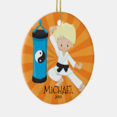 Cute Karate Boy Persoonlijk kerstversiering Keramisch Ornament (Rechts)