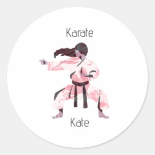 Cute Karate Girl Martial Arts Ronde Sticker