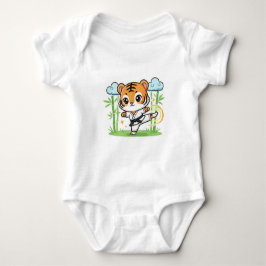Cute Karate Tiger Kids Design Romper