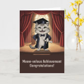 Cute Kat Afstuderen Kaart (Gele Bloem)