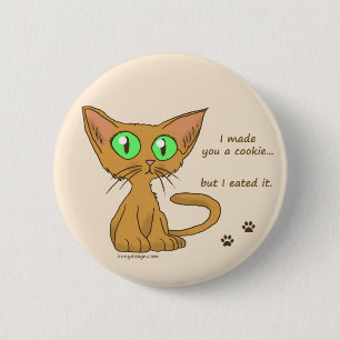 Cute Kat Ate Your Cookie Ronde Button 5,7 Cm