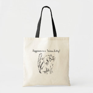 Cute Kat Cartoon Geluk is een Warm Kat Tote Bag