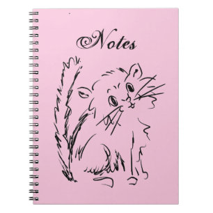 Cute Kat Cartoon Roze spiral Notitieboek