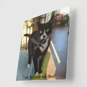 Cute Kat Clock Vierkante Klok (Hoek)