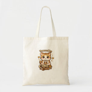 Cute Kat Coffee Liefhebber Kawaii Design - Powered Tote Bag