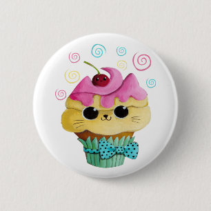 Cute Kat Cupcake Ronde Button 5,7 Cm
