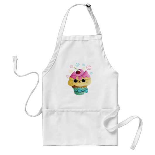 Cute Kat Cupcake Standaard Schort (Voorkant)