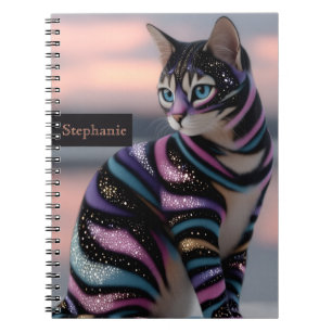Cute Kat en Gepersonaliseerde Naam Ontwerp Notitieboek