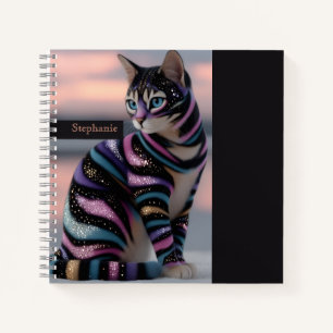 Cute Kat en Gepersonaliseerde Naam Ontwerp Notitieboek