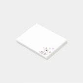 Cute Kat en Hart op Wit Post-it® Notes (Schuin)