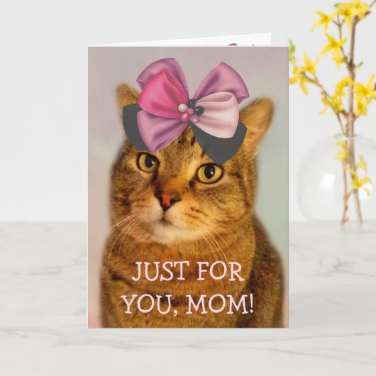 Cute Kat for Ma Birthday Kaart (Gele Bloem)