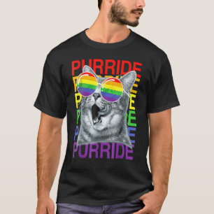 Cute Kat Gay Pride Month Regenboog Vlag Zonnebril T-shirt