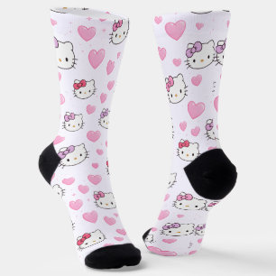 Cute Kat Gezichten & Harten Patroon Kawaii Stijl Sokken