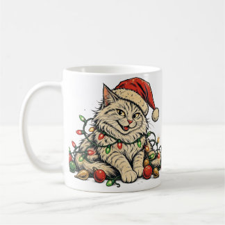 Cute Kat in Kerstmuts Kerstmok Koffiemok