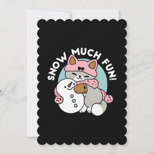 Cute Kat in Sneeuw Uitrusting met Sneeuwman Kunst Kaart