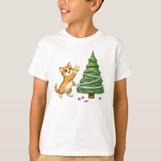 Cute Kat Kerstboom Kinderen T-Shirt